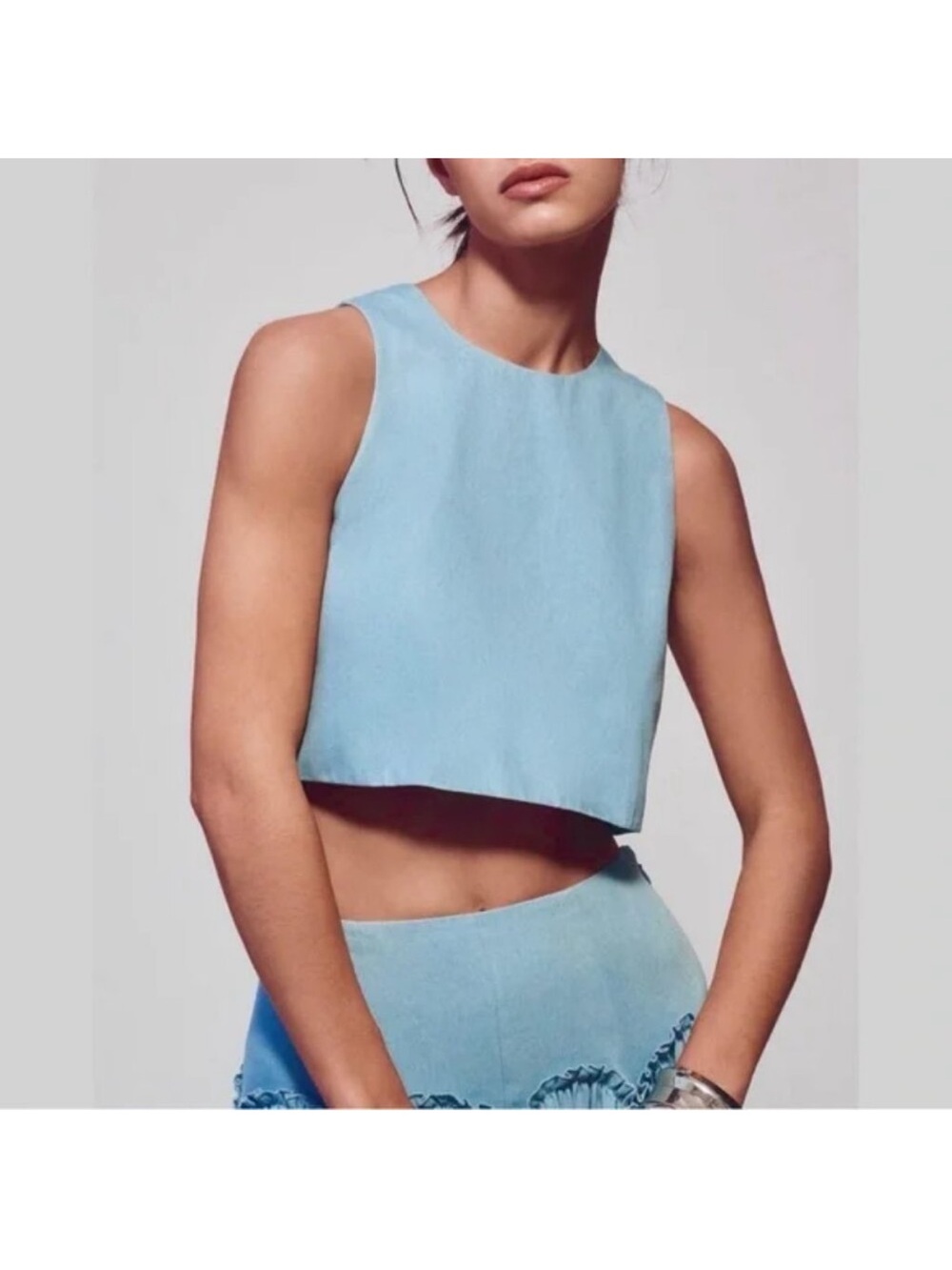 Anthropologie Mare Mare cropped light denim tank sz XL